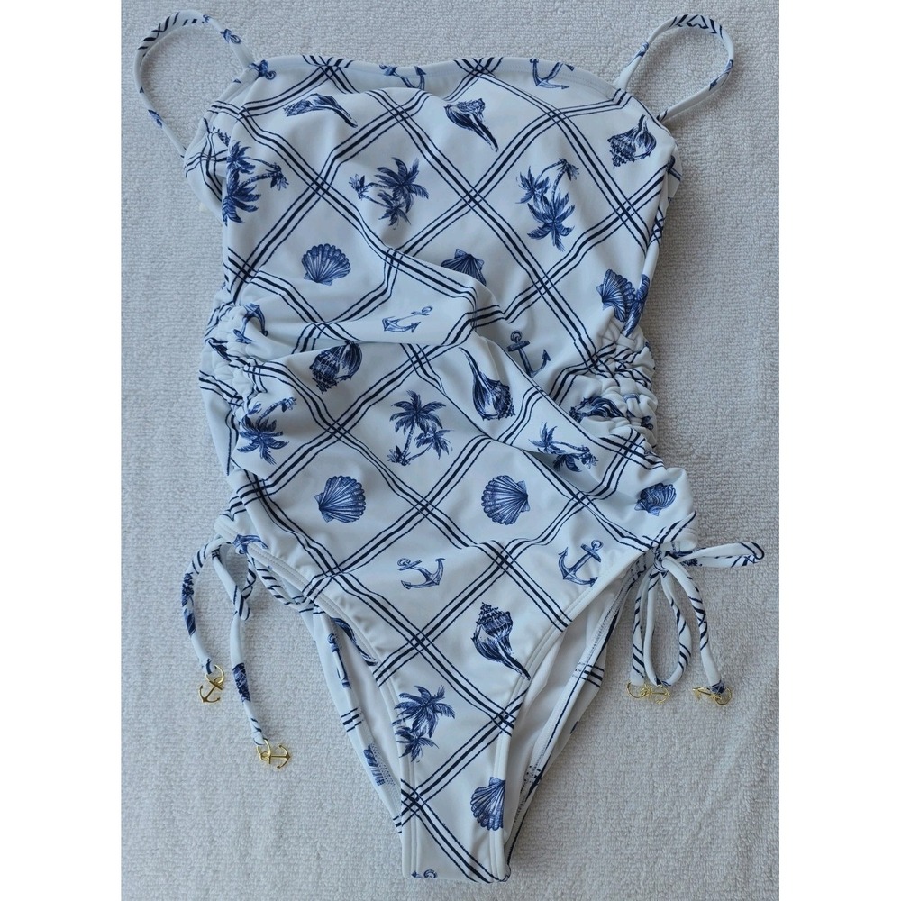 Women's LG Anchor Charm One Piece Swimsuit Shade & Shore Blue/White (526)